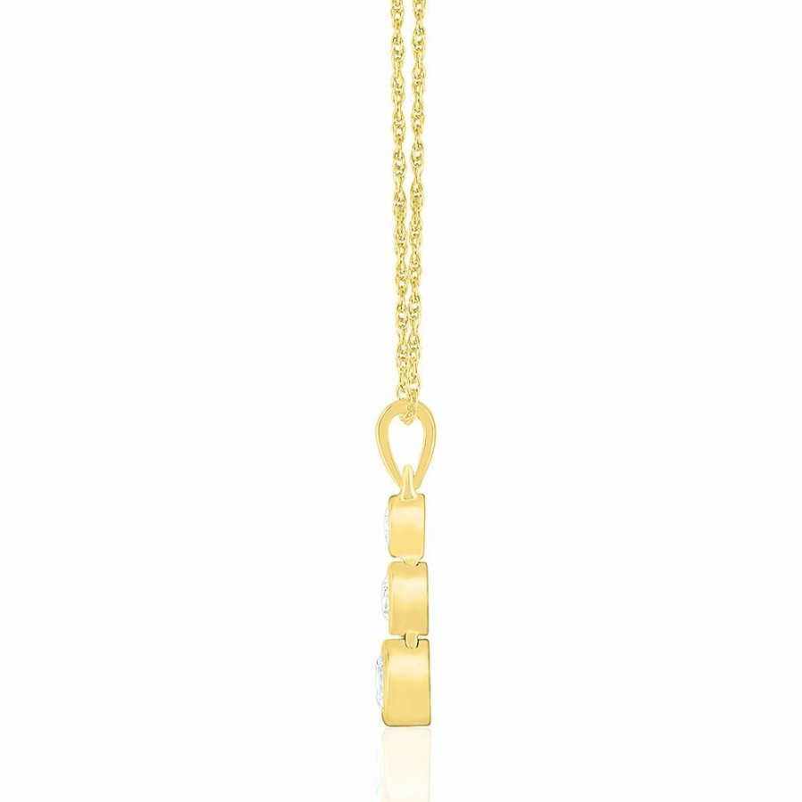 Pendants * | Clearance Sale Three-Stone Diamond Pendant In 10K Yellow Gold (1/3 Ct. Tw.)