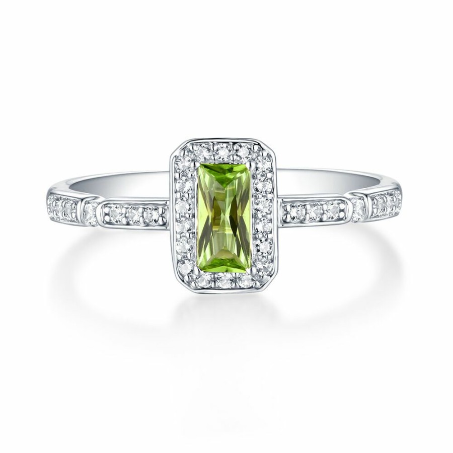 Rings * | Super Specials Peridot & Lab Created White Sapphire Ring In Sterling Silver