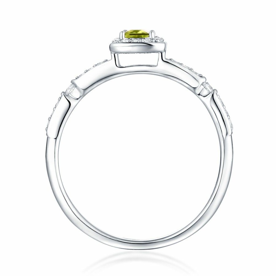 Rings * | Super Specials Peridot & Lab Created White Sapphire Ring In Sterling Silver