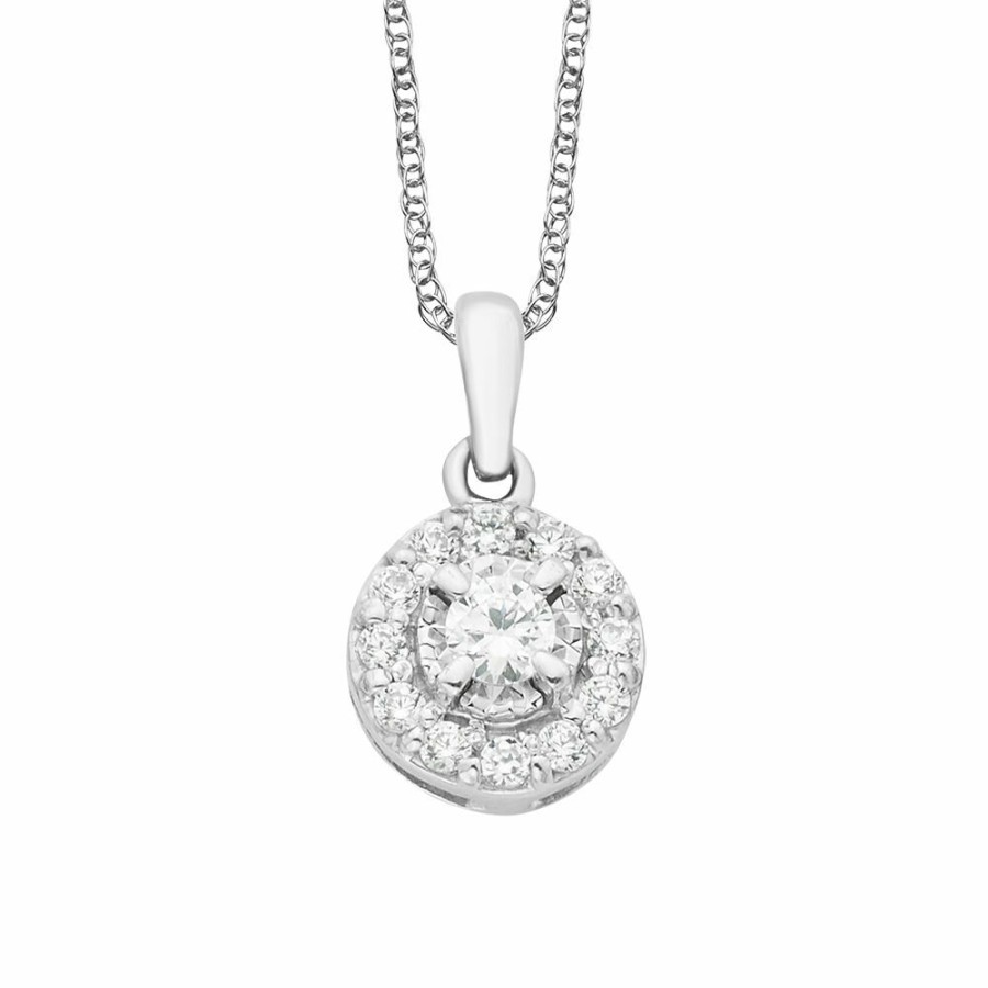 Pendants * | Clearance 1/4 Ct. Tw. Diamond Solitaire Pendant In 10K White Gold