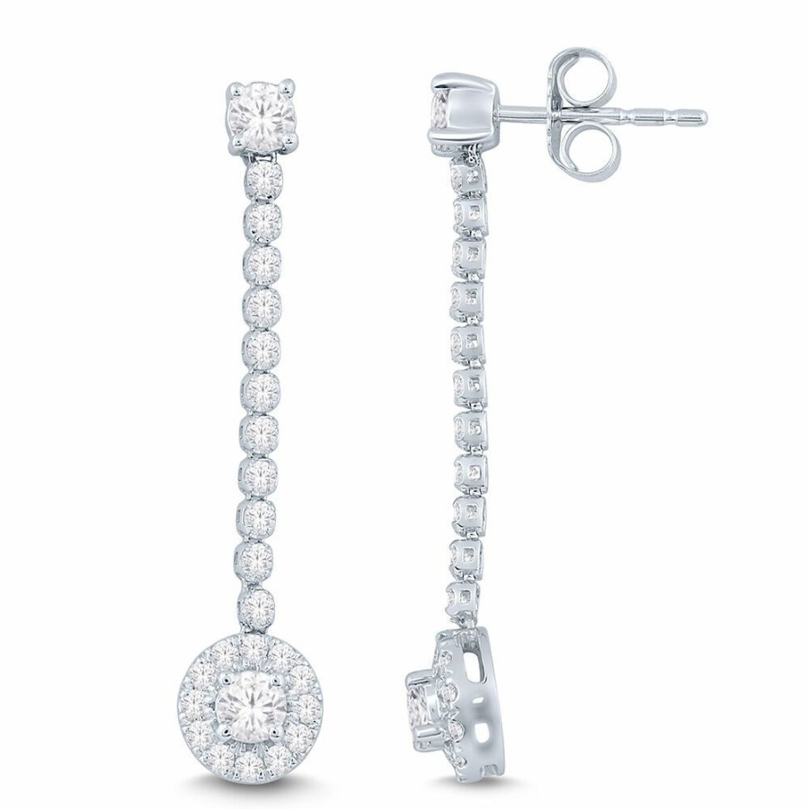 Earrings * | Half Off 1 Ct. Tw. Diamond Drop Earrings In 14K White Gold