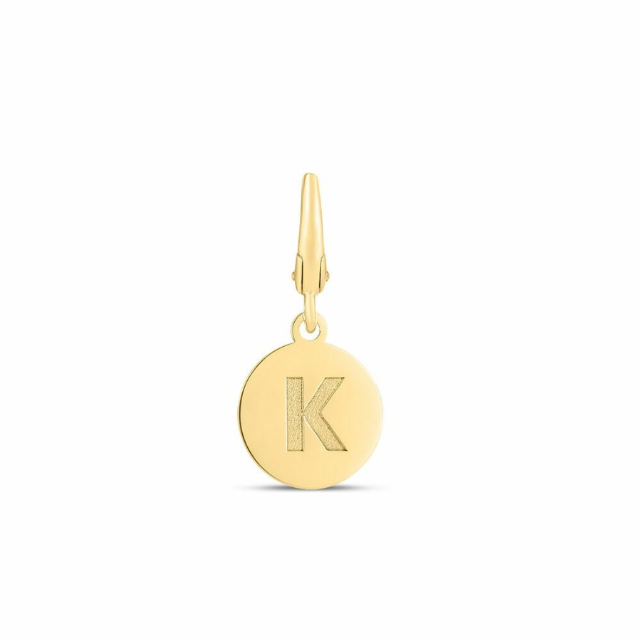 Bracelets * | Special Offers Initial Charm Disc With Letter "K" In 10K Yellow Gold