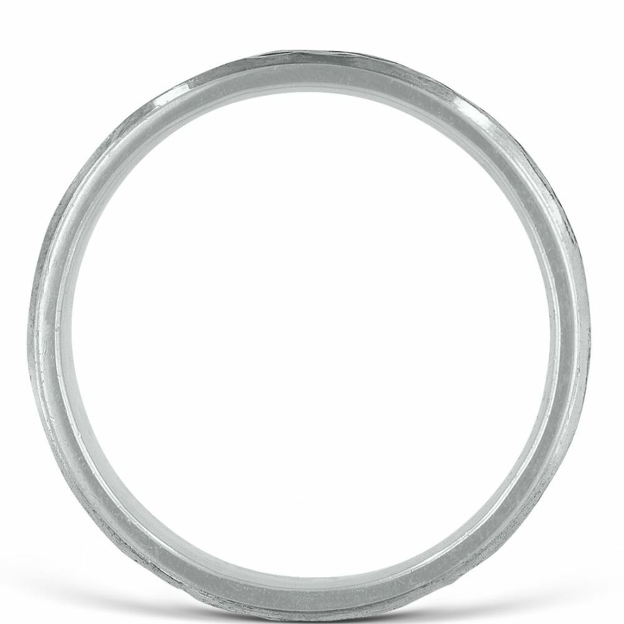 Accessories * | Special Offers Men'S Hammer Finish Band In Platinum, 4Mm