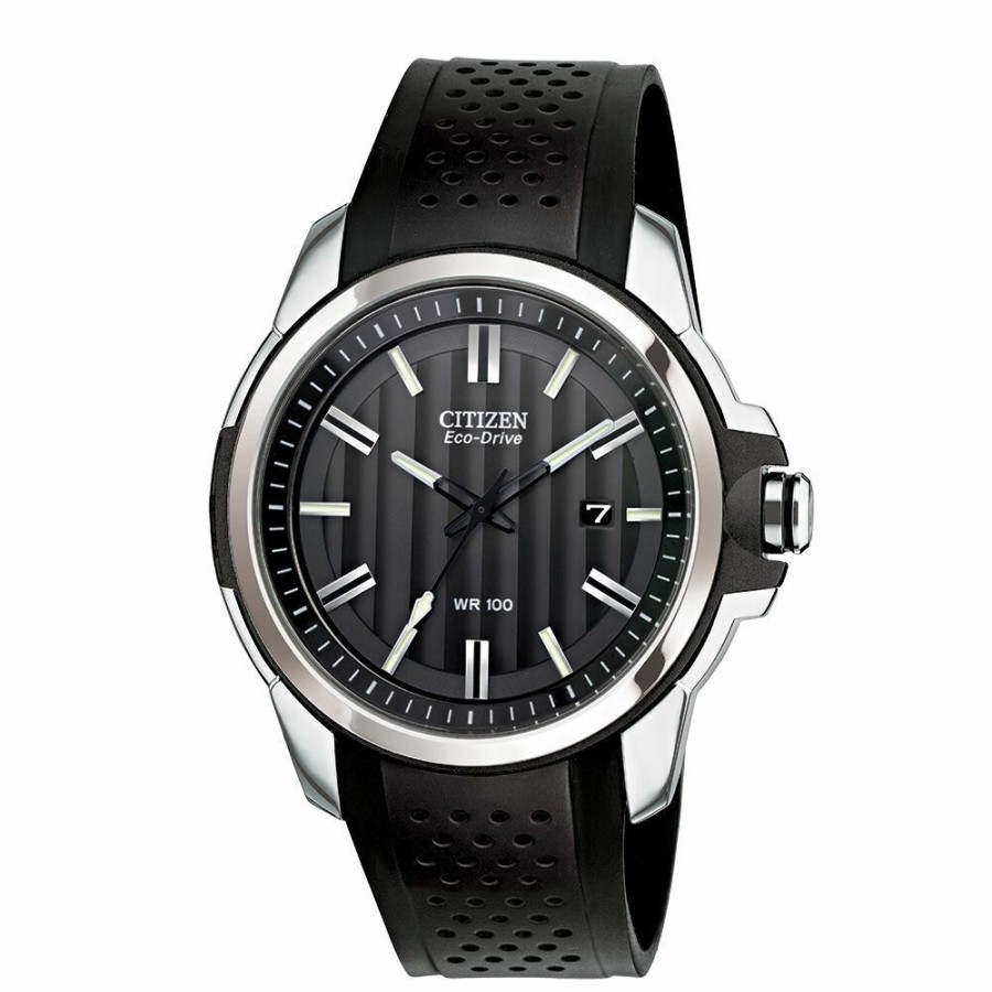 Watches * | On Sale Ar Black Men'S Watch In Stainless Steel, 45Mm