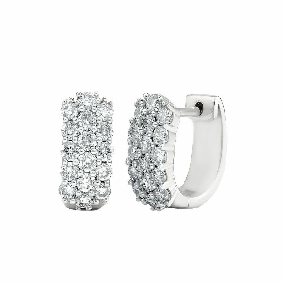 Earrings * | Clearance Sale 1 Ct. Tw. Diamond Hoop Earrings In 14K White Gold