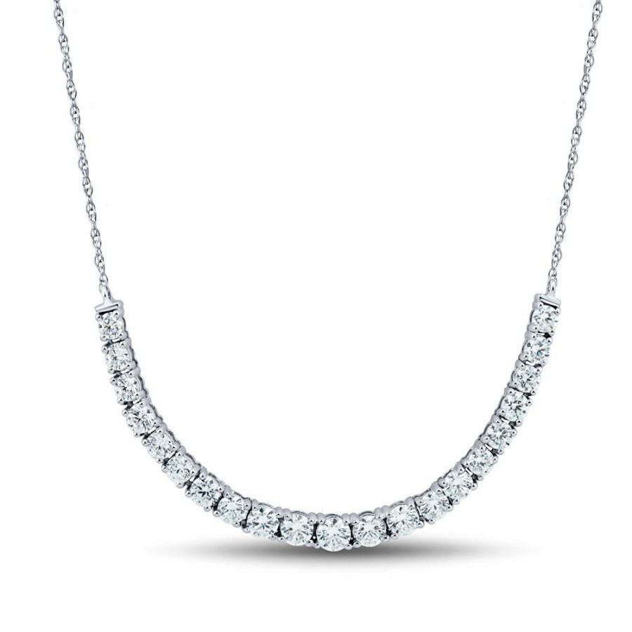 Necklace * | Discount Online Light Heart 1 1/2 Ct. Tw. Lab Grown Diamond Graduated Necklace In 14K White Gold