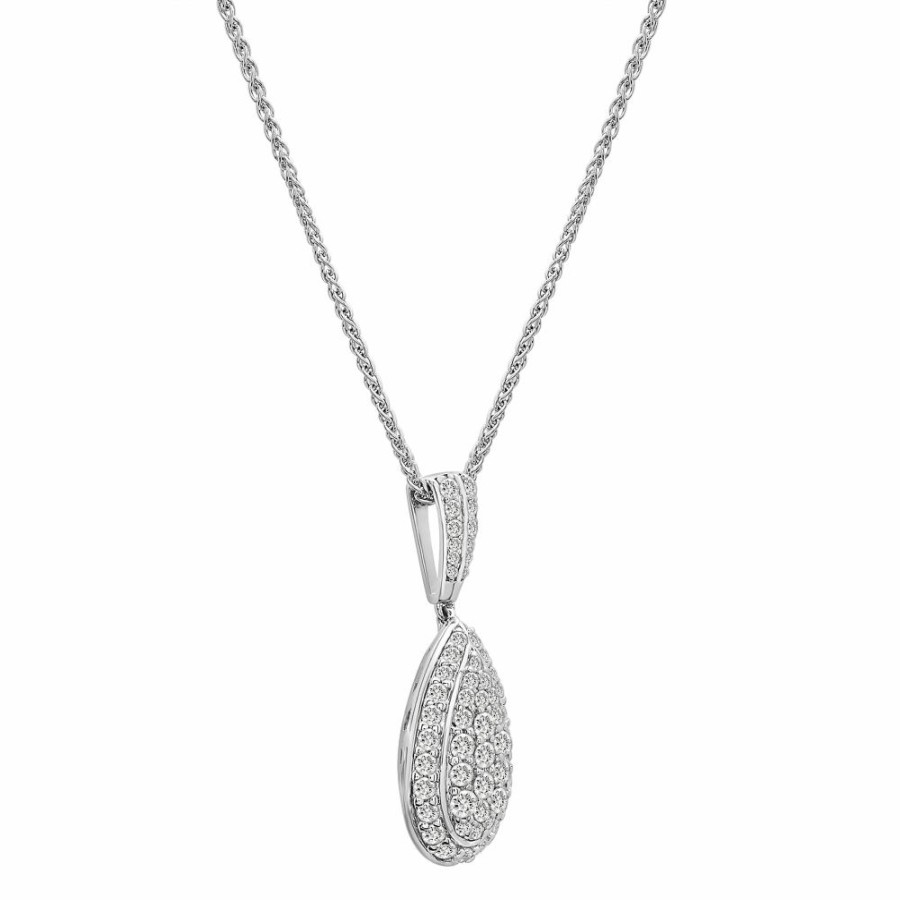 Pendants * | Discount Online Diamond Pear-Shaped Drop Pendant In 10K White Gold (3/4 Ct. Tw.)