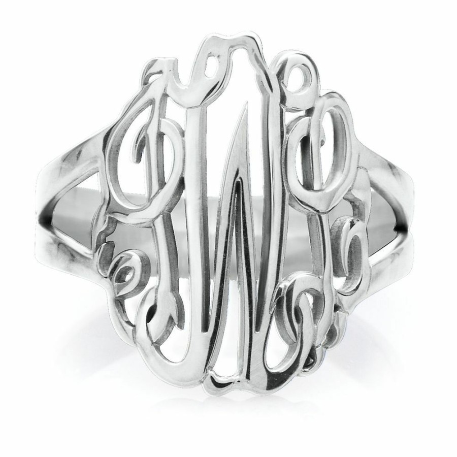 Rings * | Prefential Price Monogram Ring In Sterling Silver