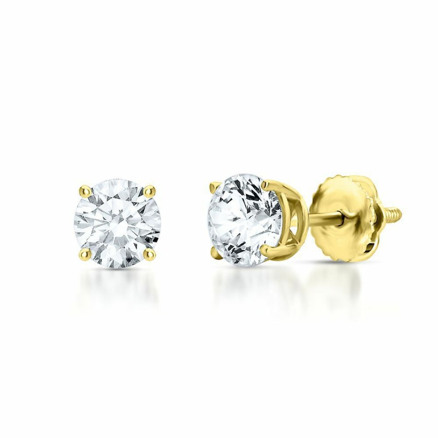 Earrings * | Special Price 3/4 Ct. Tw. Diamond 4-Prong Stud Earrings In 14K Yellow Gold