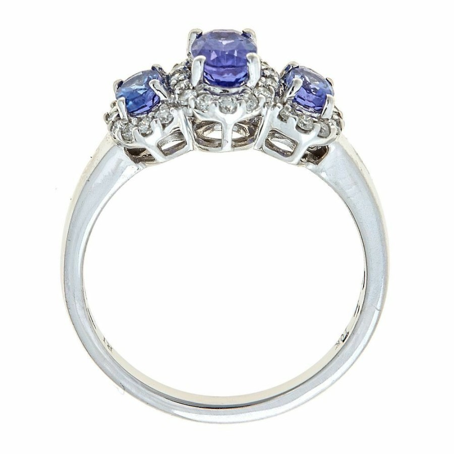 Rings * | On Sale Oval Tanzanite & Diamond Three-Stone Ring In 10K White Gold (1/4 Ct. Tw.)