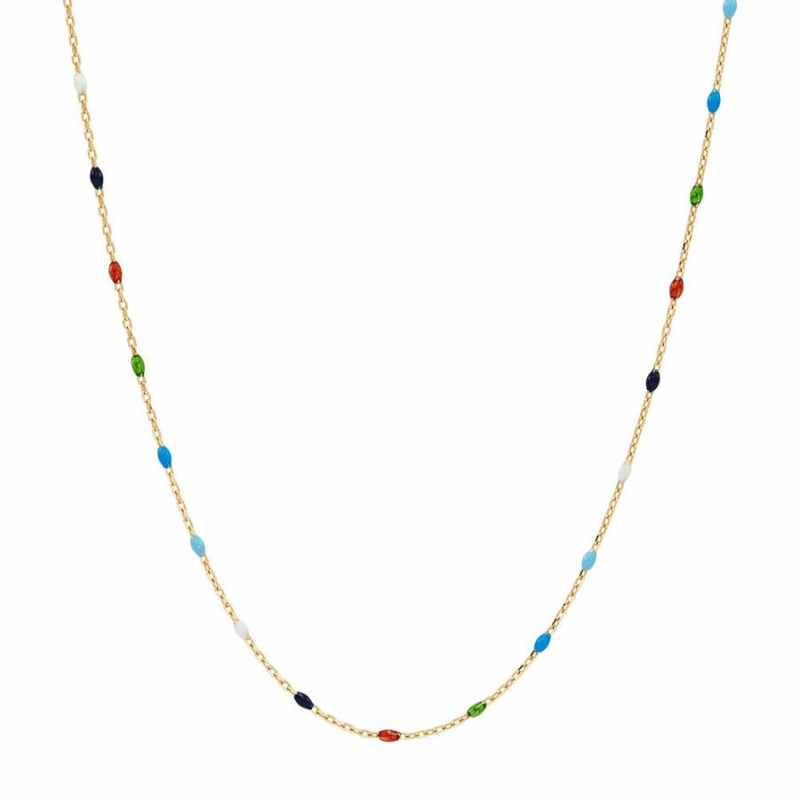 Accessories * | Special Offer Multi-Colored Enamel Link Chain In 14K Yellow Gold, 18"