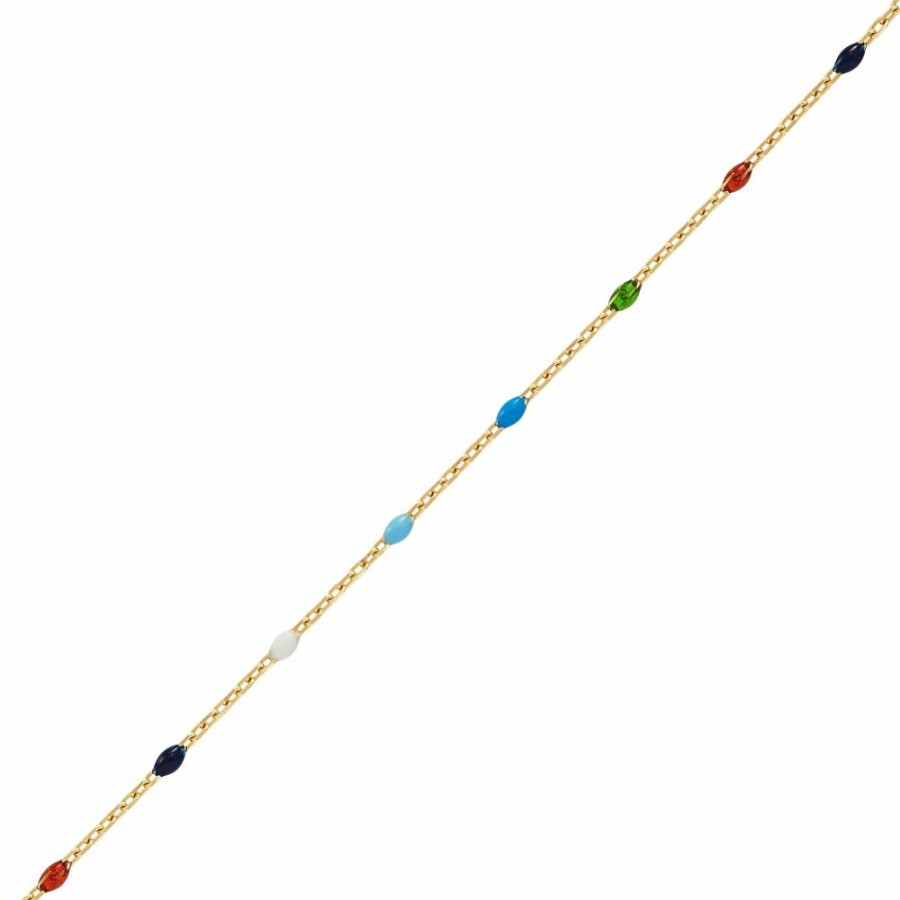 Accessories * | Special Offer Multi-Colored Enamel Link Chain In 14K Yellow Gold, 18"