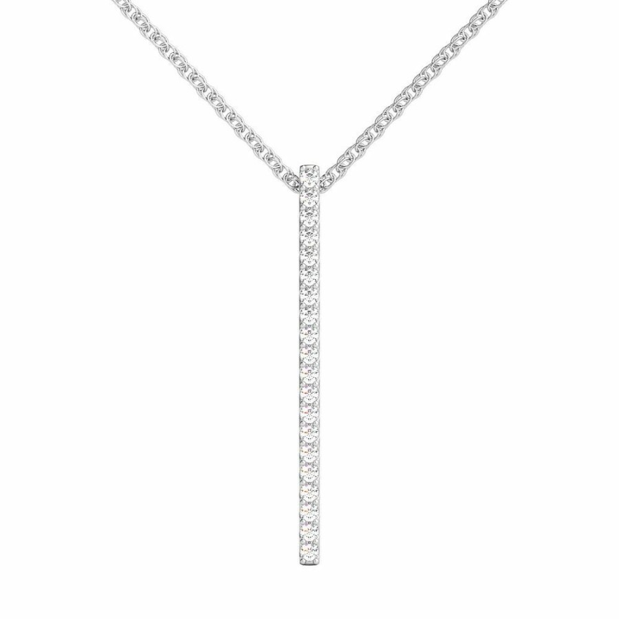 Pendants * | Special Price 1/4 Ct. Tw. Diamond Stick Pendant In 10K White Gold