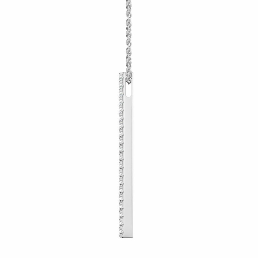 Pendants * | Special Price 1/4 Ct. Tw. Diamond Stick Pendant In 10K White Gold