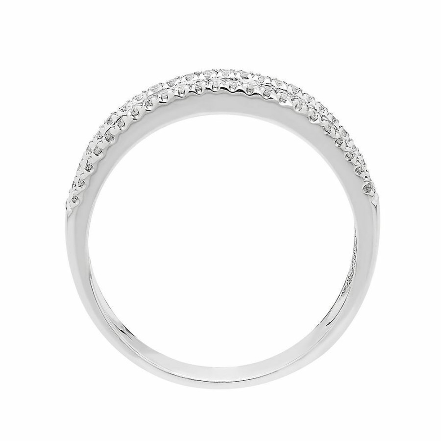 Rings * | Clearance Sapphire & 1/3 Ct. Tw. Diamond Band In 10K White Gold