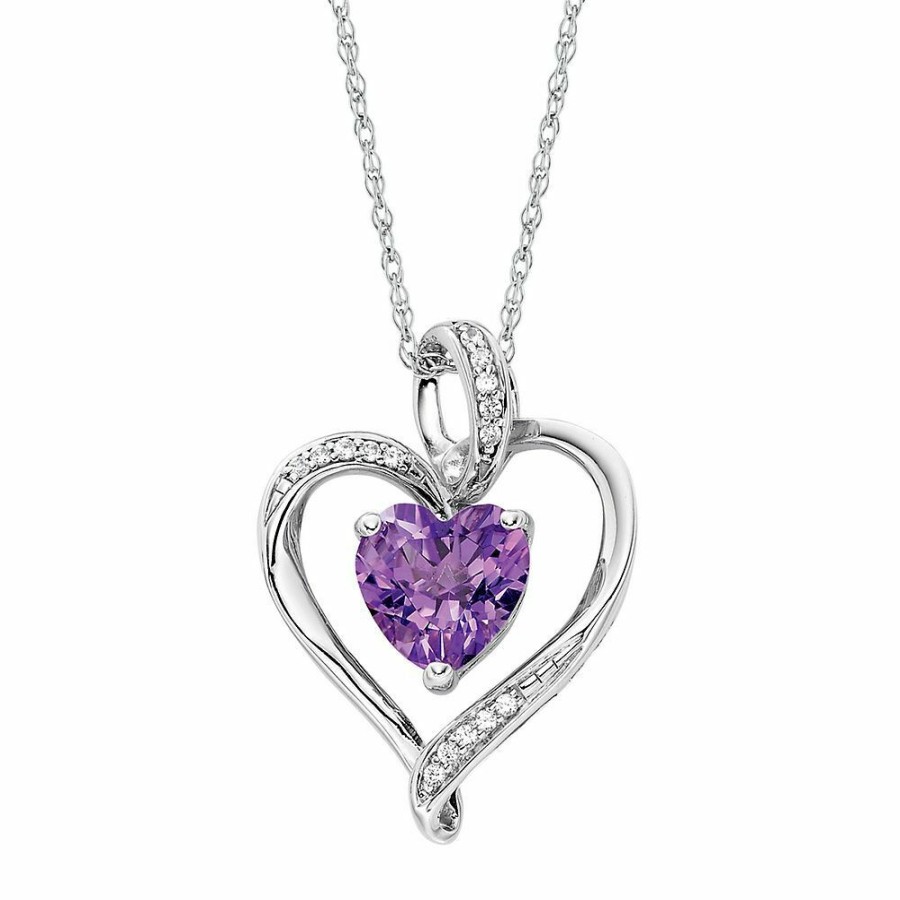 Necklace * | Clearance Sale Amethyst Heart Necklace