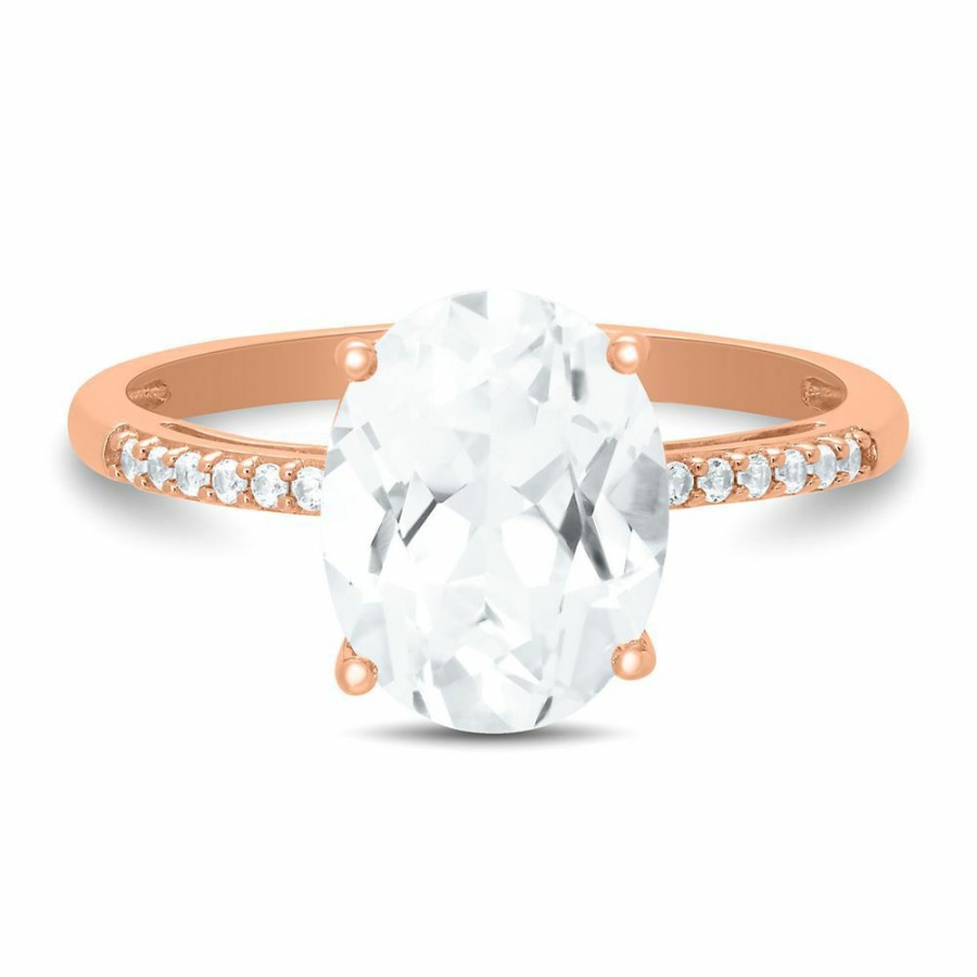 Rings * | Special Offer Lab Created White Sapphire Ring In 10K Rose Gold