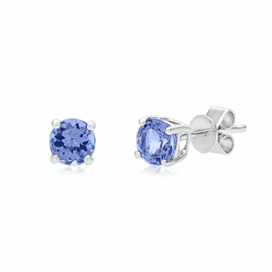 Earrings * | Special Offers Tanzanite Stud Earrings In 14K White Gold