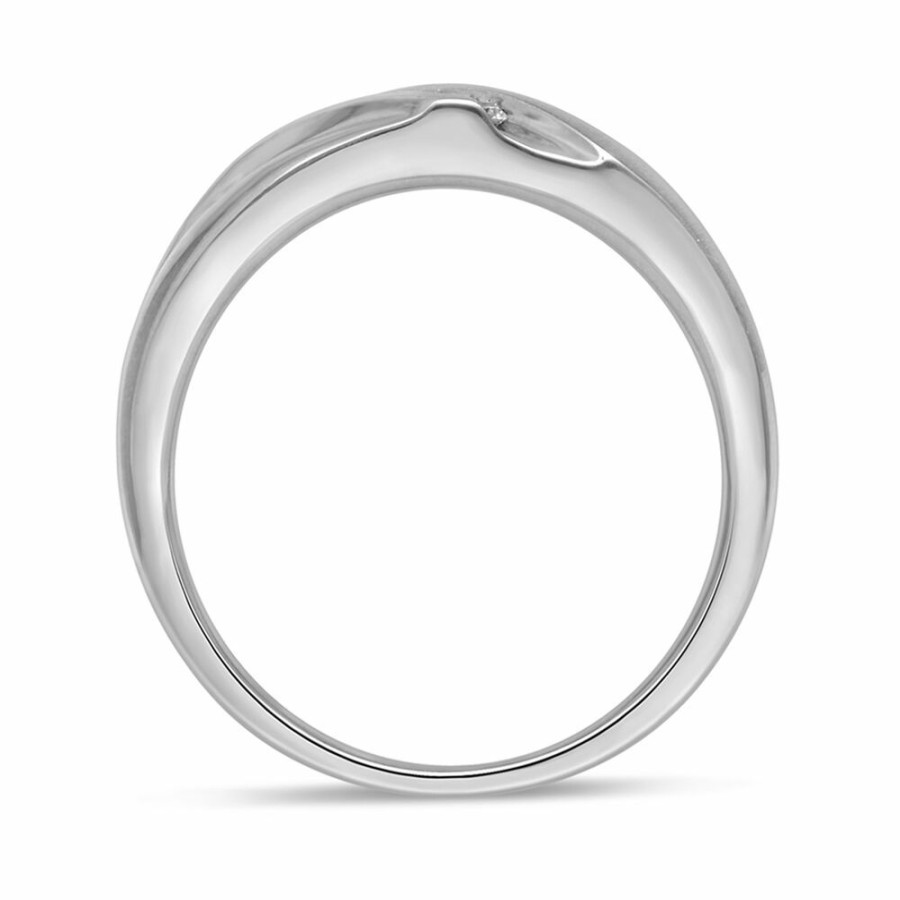 Accessories * | Clearance Men'S Wedding Band With Three Diamonds In 10K White Gold (1/10 Ct. Tw.)