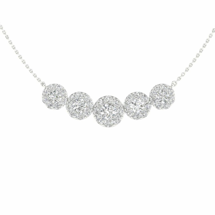 Necklace * | Super Specials Lab Grown Diamond Five-Halo Necklace In 14K White Gold (2 Ct. Tw.)