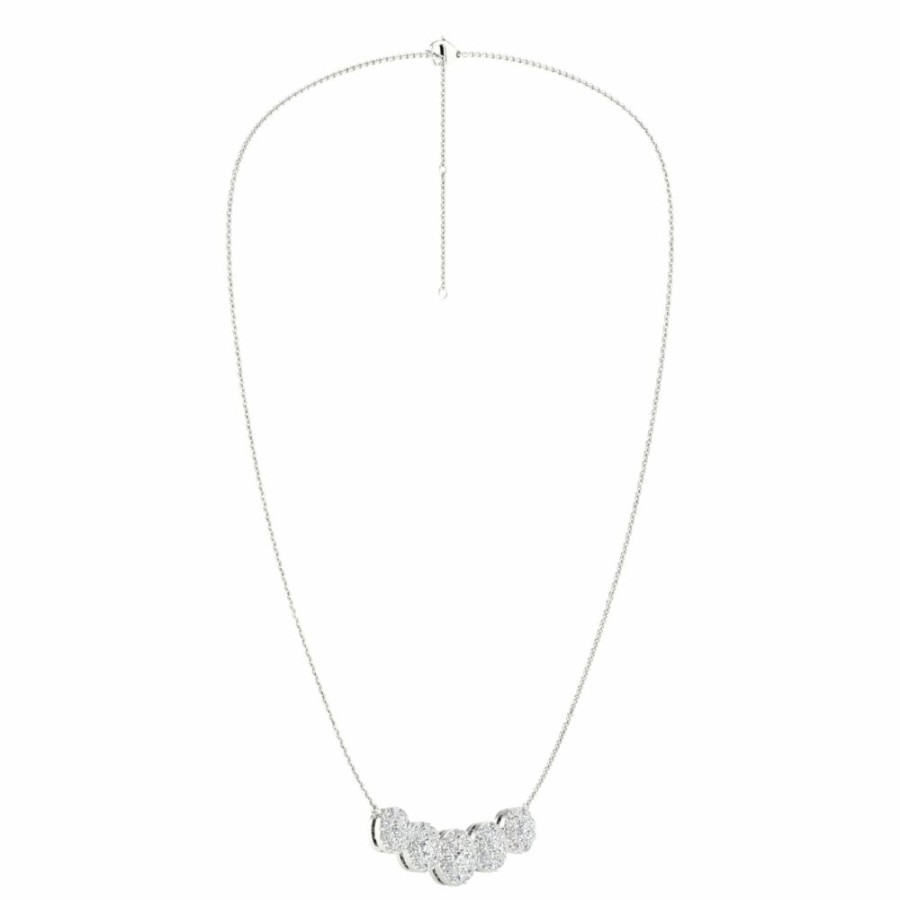 Necklace * | Super Specials Lab Grown Diamond Five-Halo Necklace In 14K White Gold (2 Ct. Tw.)