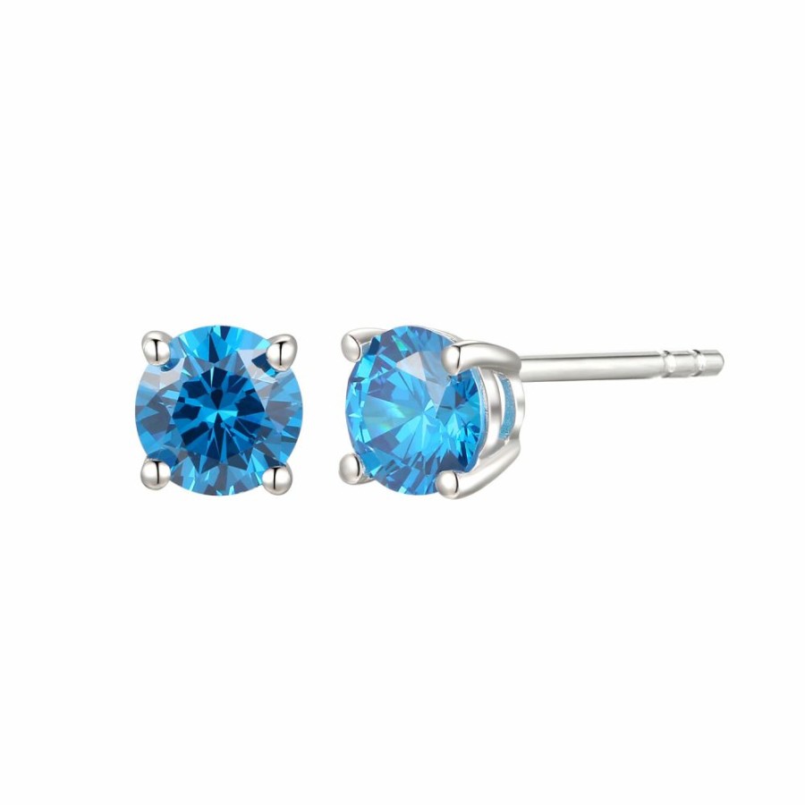 Earrings * | Special Price 1/4 Ct. Tw. Blue Diamond Stud Earrings In 10K White Gold