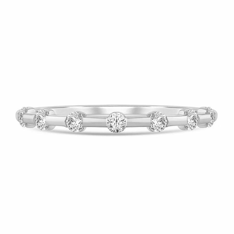 Rings * | On Sale Diamond Stack Band In 10K White Gold (1/4 Ct. Tw.)