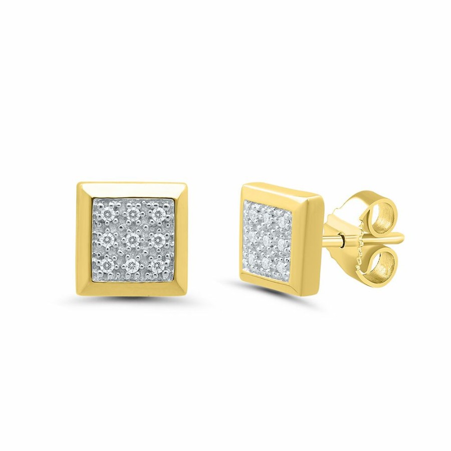 Earrings * | Half Off Men'S Diamond Cluster Earrings In 10K Yellow Gold (1/10 Ct. Tw.)