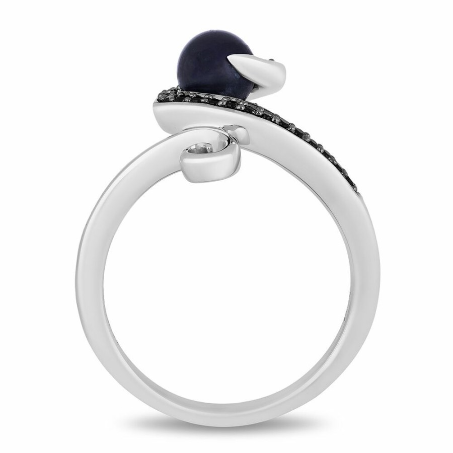 Rings * | Sales Online Ursula Black Diamond & Pearl Ring In Black & White Rhodium-Plated Sterling Silver (1/10 Ct. Tw.)