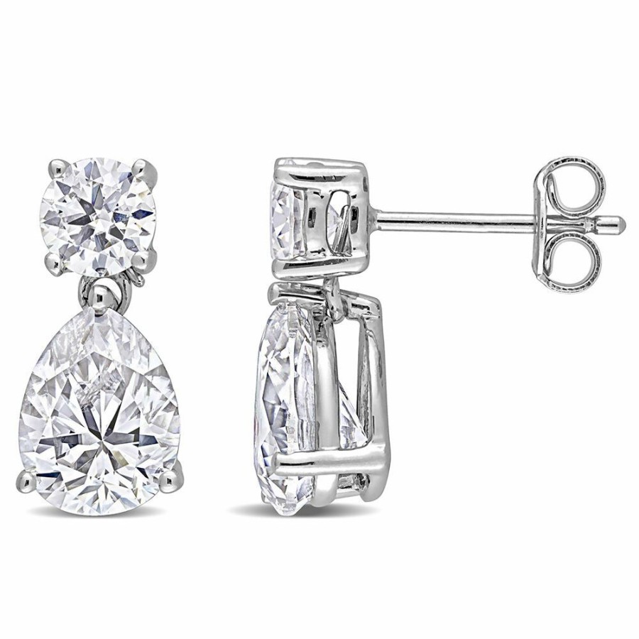 Earrings * | On Sale Moissanite Drop Earrings In Sterling Silver