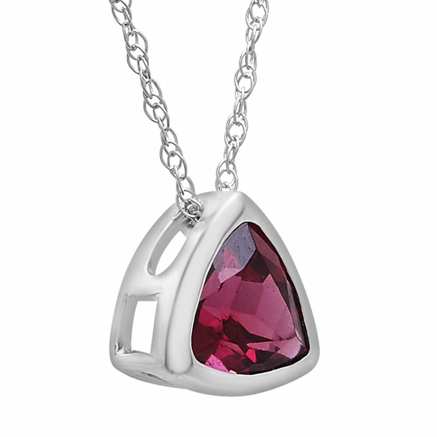 Pendants * | Special Offer Garnet Pendant With Trillion Cut In 10K White Gold