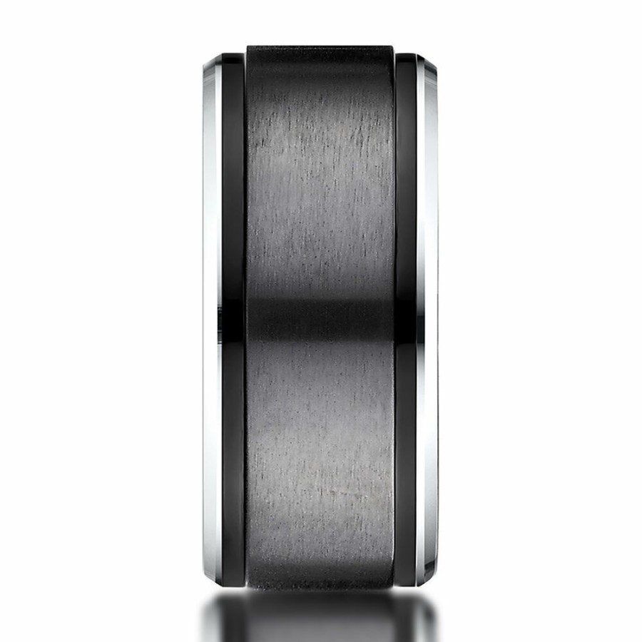 Accessories * | Sales Online Men'S Black & White Cobalt Wedding Band, 9Mm