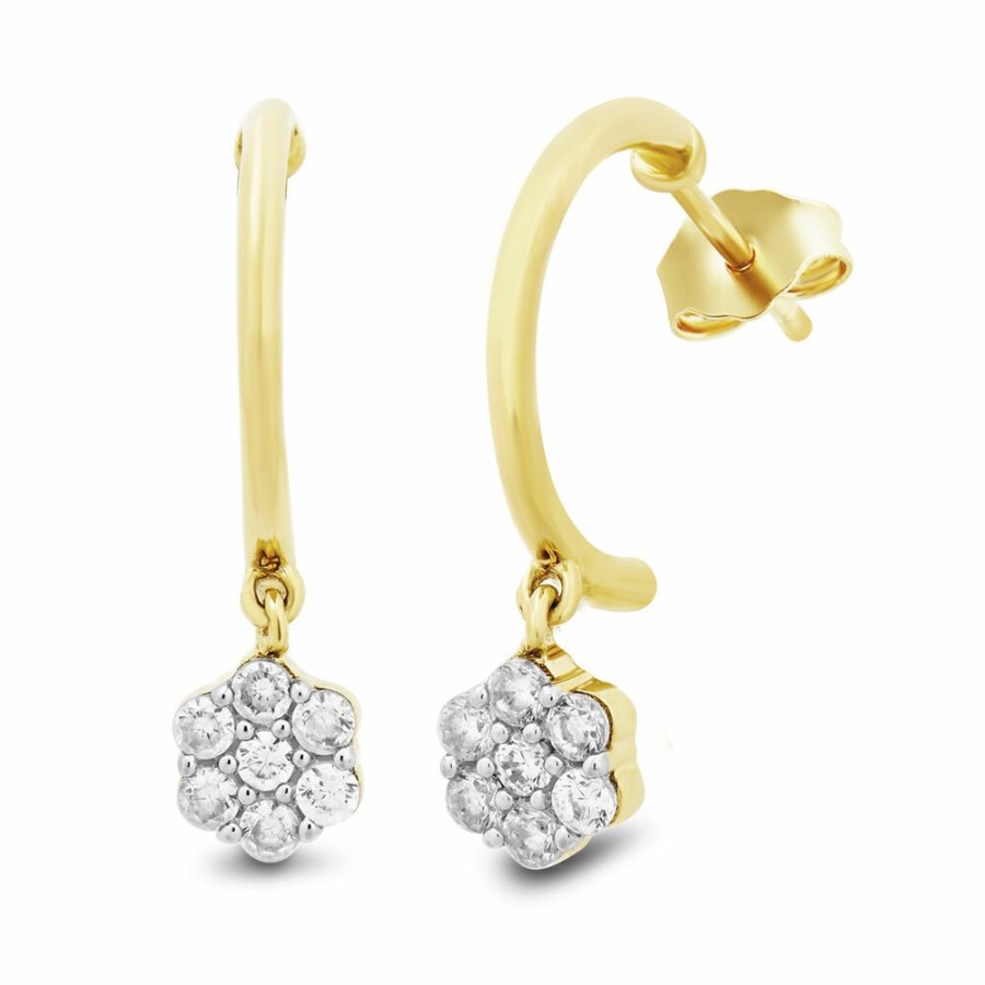 Earrings * | Special Offers Cluster Diamond Earrings In 10K Yellow Gold (1/4 Ct. Tw.)