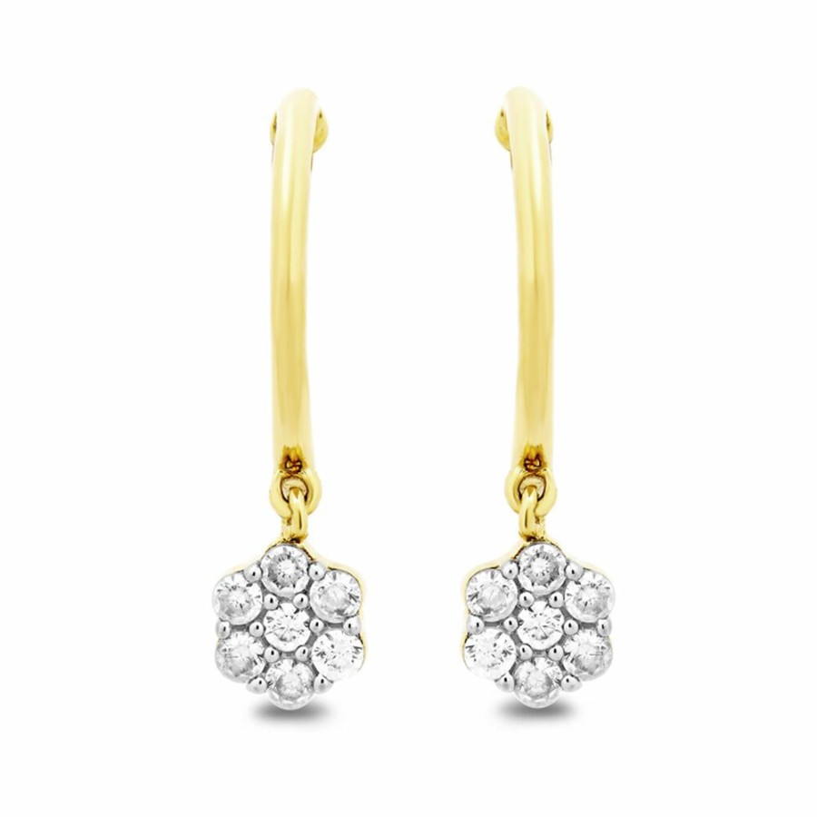 Earrings * | Special Offers Cluster Diamond Earrings In 10K Yellow Gold (1/4 Ct. Tw.)