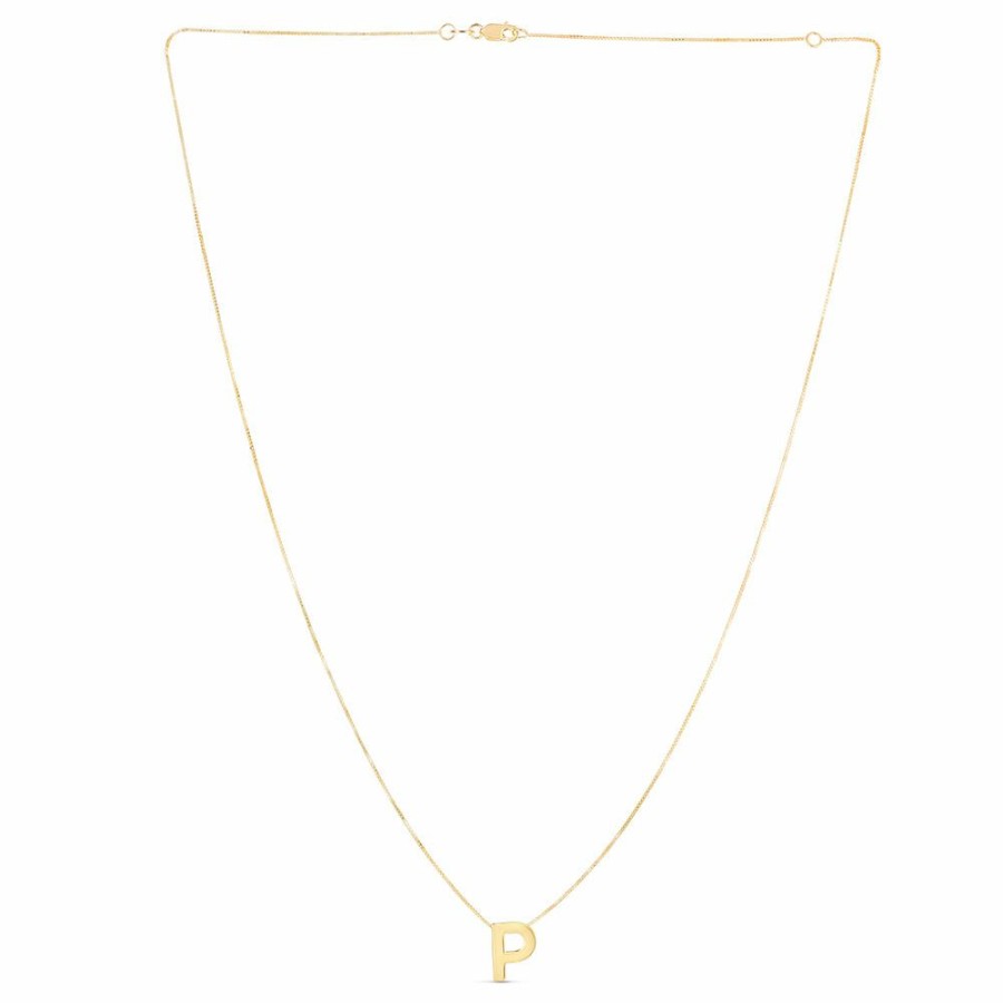 Necklace * | Limit Offer "P" Initial Necklace In 14K Yellow Gold