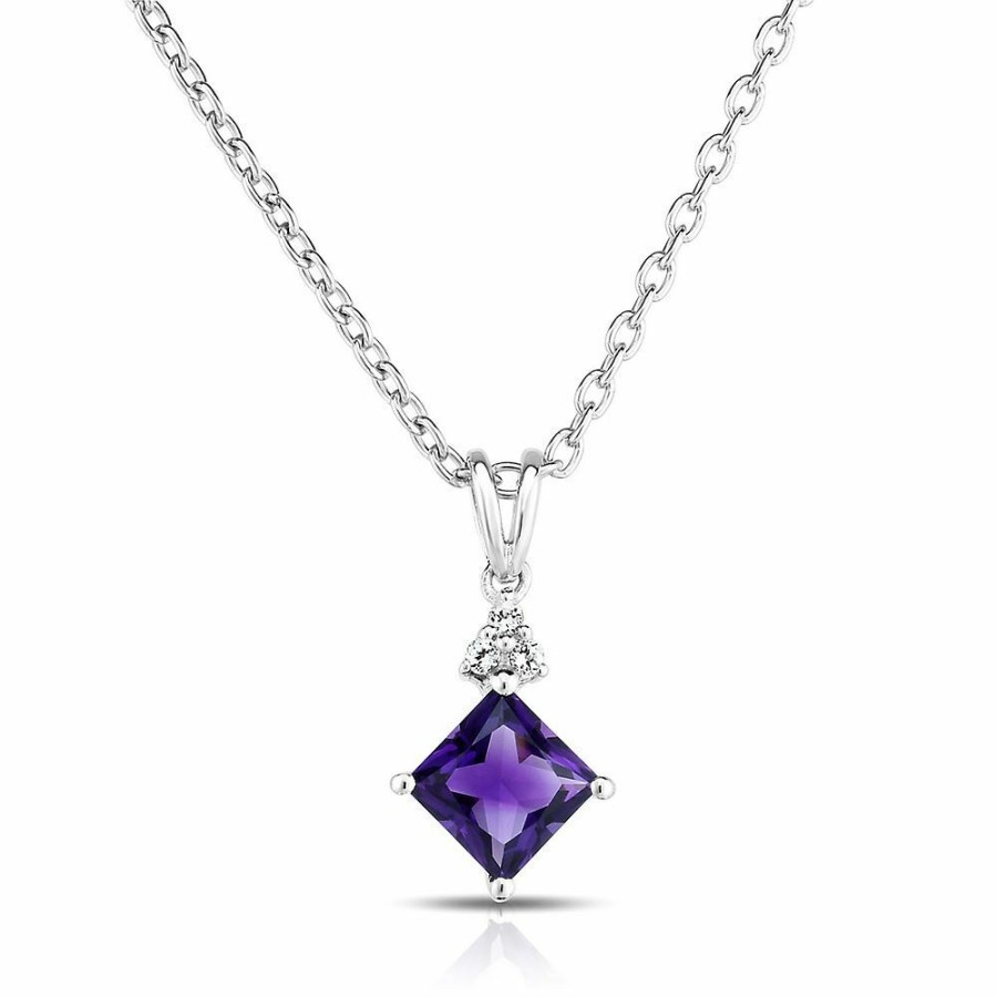 Pendants * | On Sale Amethyst & White Topaz Pendant In Sterling Silver