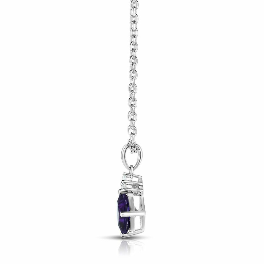 Pendants * | On Sale Amethyst & White Topaz Pendant In Sterling Silver