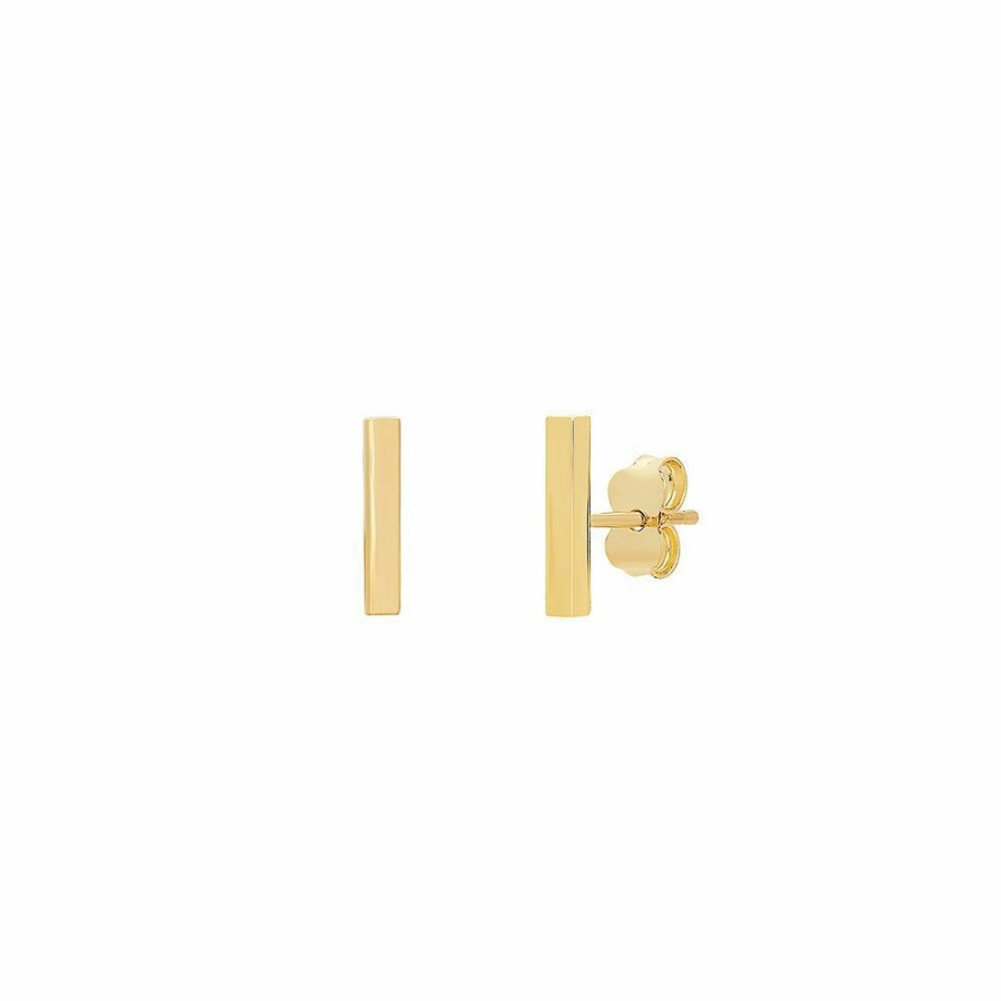 Earrings * | Discount Online Bar Earrings In 14K Yellow Gold