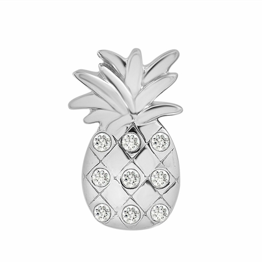 Earrings * | Special Price Diamond Pineapple Single Stud Earring In 10K White Gold