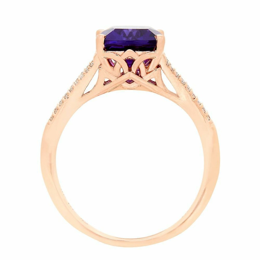 Rings * | Clearance Sale Amethyst & 1/8 Ct. Tw. Diamond Ring In 10K Rose Gold