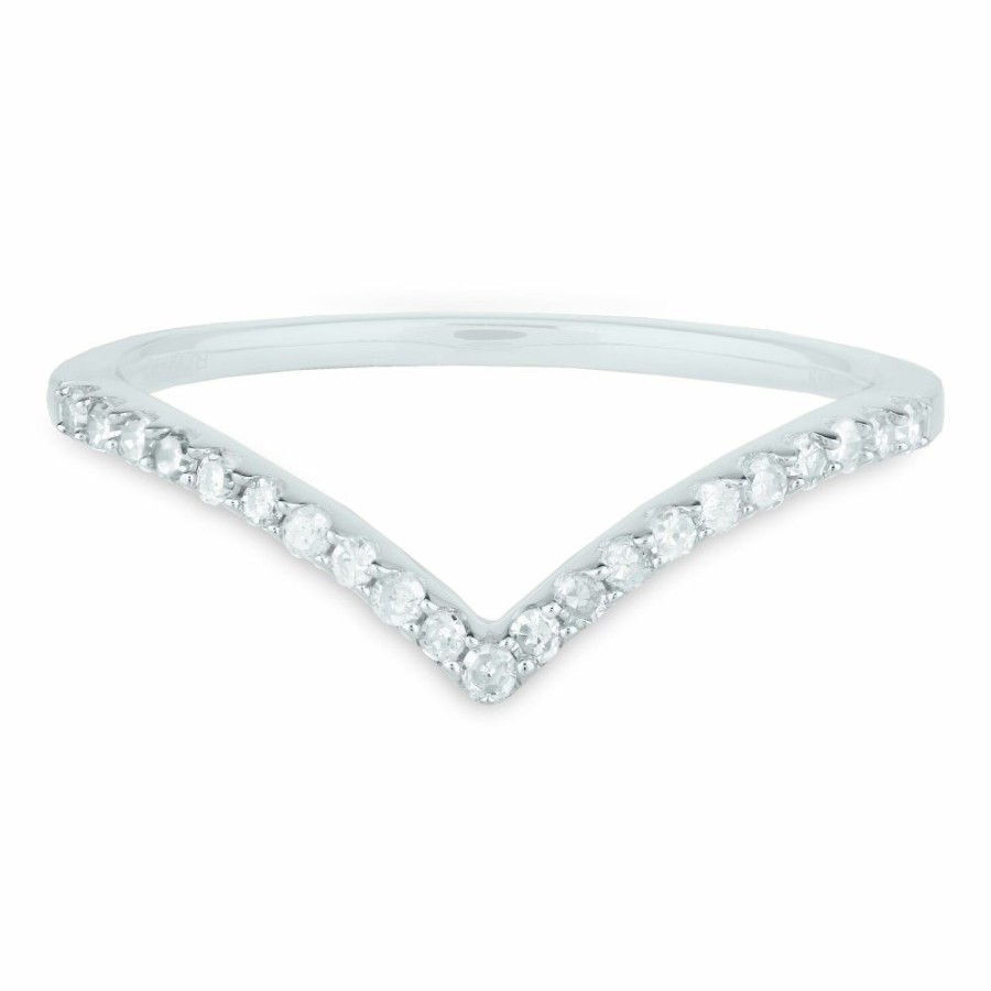 Wedding * | Special Offers Diamond Chevron Ring In 14K White Gold (1/4 Ct. Tw.)