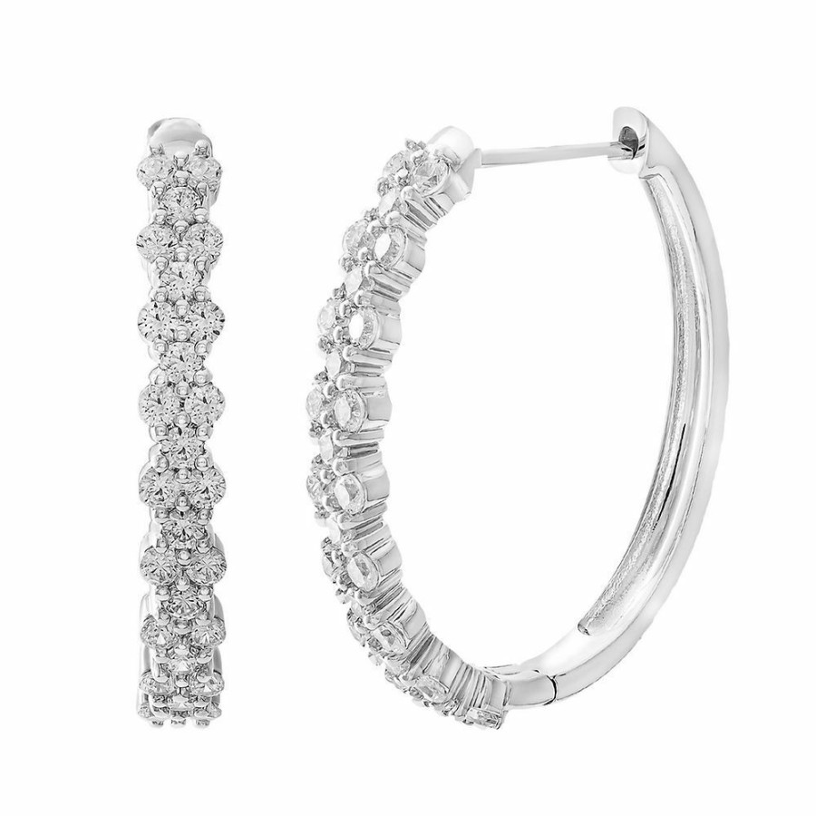 Earrings * | Sales Online 1/5 Ct. Tw. Diamond Hoop Earrings In 10K White Gold