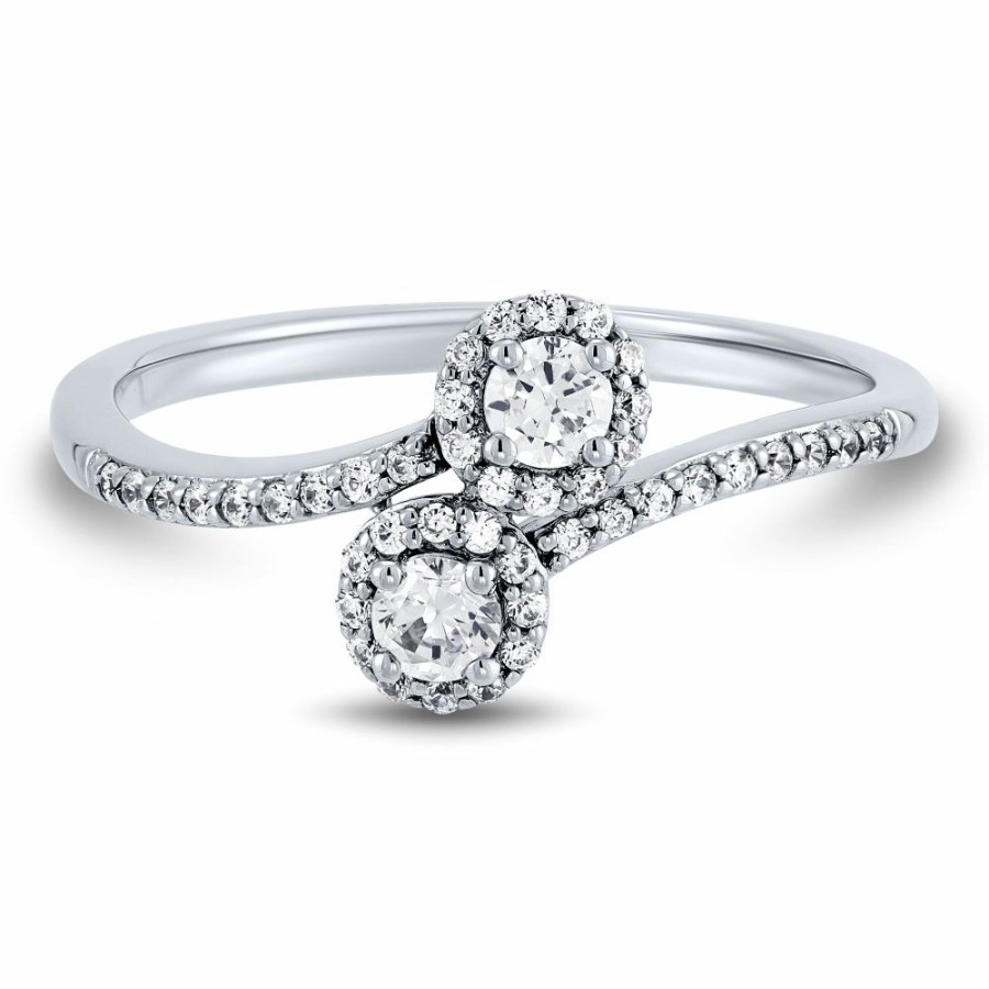 Rings * | Clearance Lab Grown Diamond Bypass Ring In 14K White Gold (1/3 Ct. Tw.)