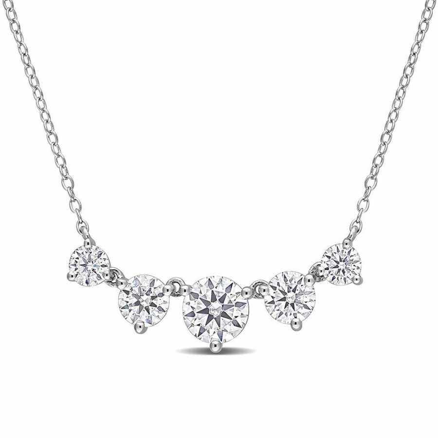 Necklace * | Sales Online Moissanite Necklace With Five Stones In Sterling Silver (2 1/2 Ct. Tw.)