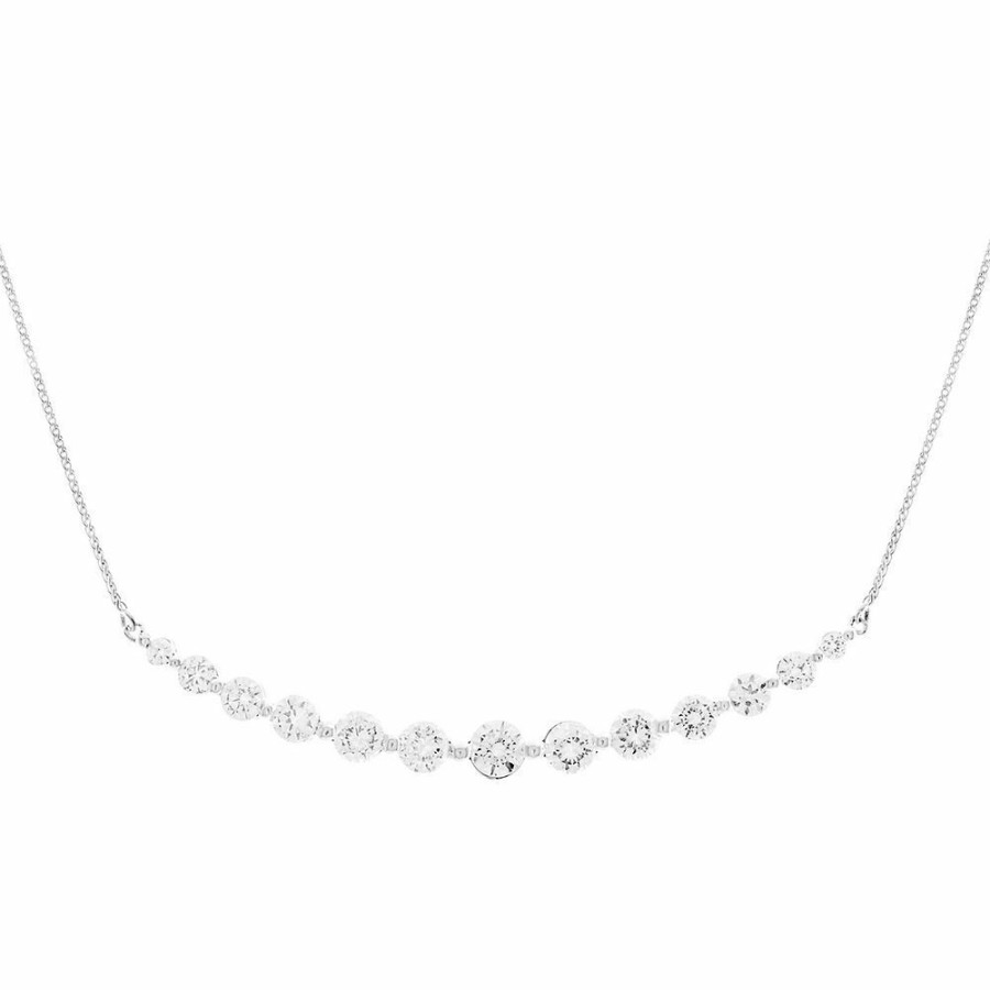 Necklace * | Special Offers 1 Ct. Tw. Diamond Bar Necklace In 10K White Gold