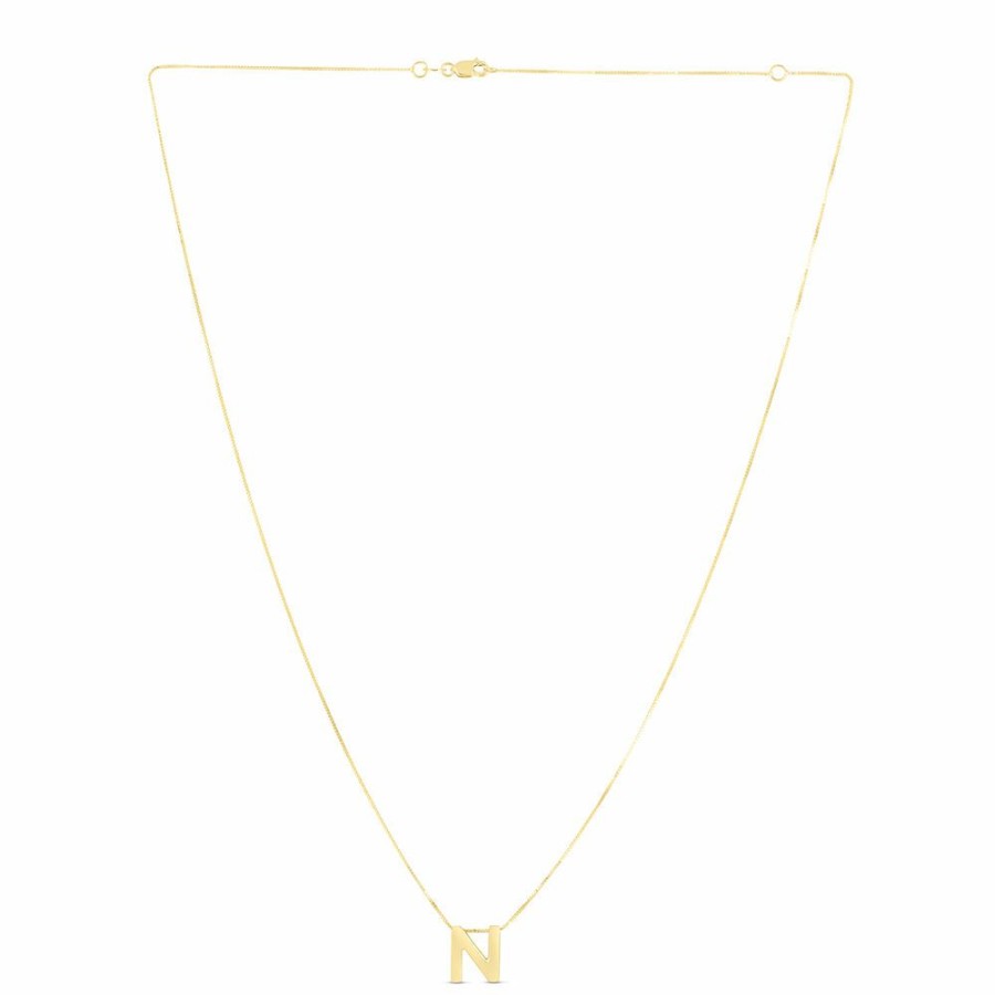 Necklace * | Super Specials "N" Initial Necklace In 14K Yellow Gold