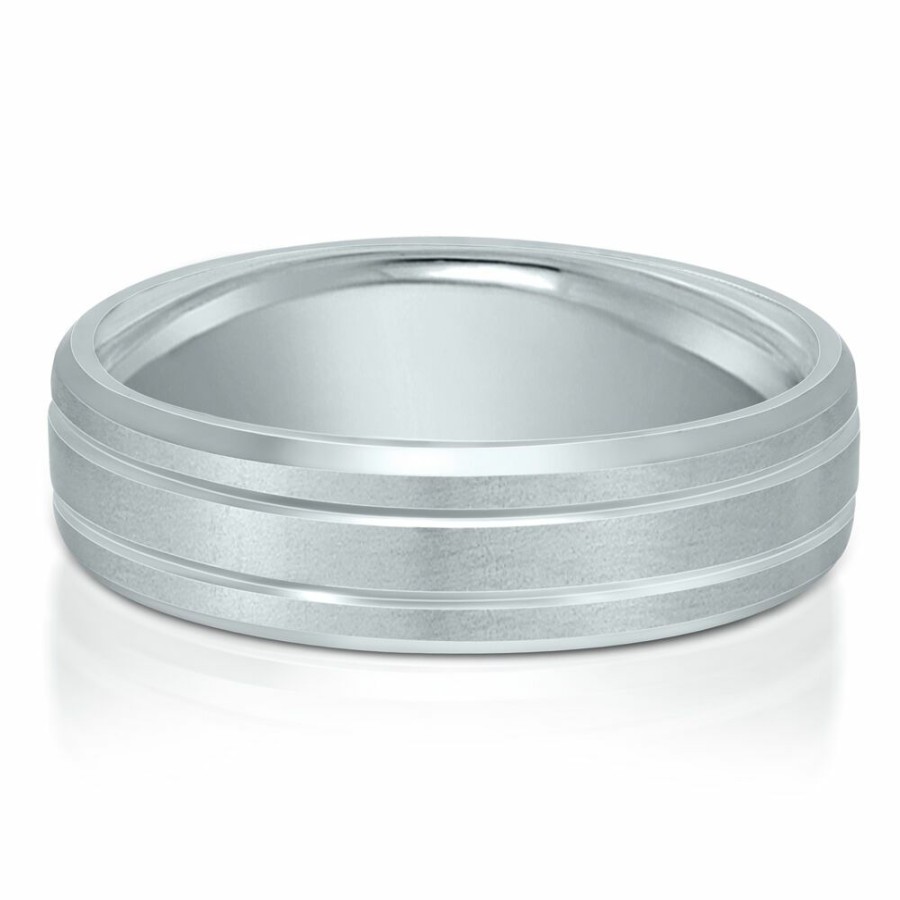 Accessories * | Limit Offer Bevel Edge Matte Finish Band In Platinum, 7Mm