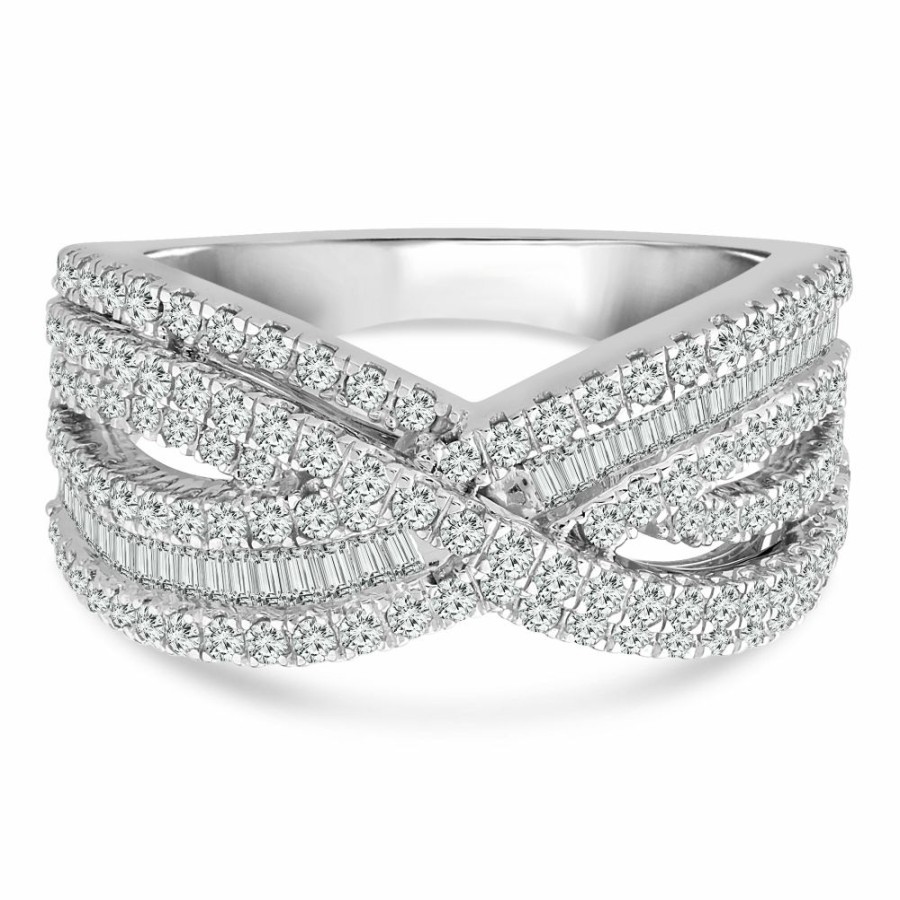 Rings * | Sales Online Diamond Woven Band In 10K White Gold (1 Ct. Tw.)