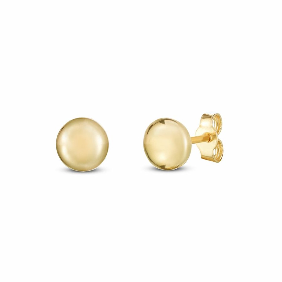 Earrings * | Sales Online Polished Round Stud Earrings In 14K Yellow Gold