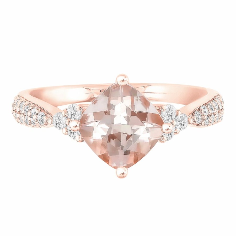 Rings * | Prefential Price Morganite And Diamond Ring In 10K Rose Gold (1/4 Ct. Tw.)